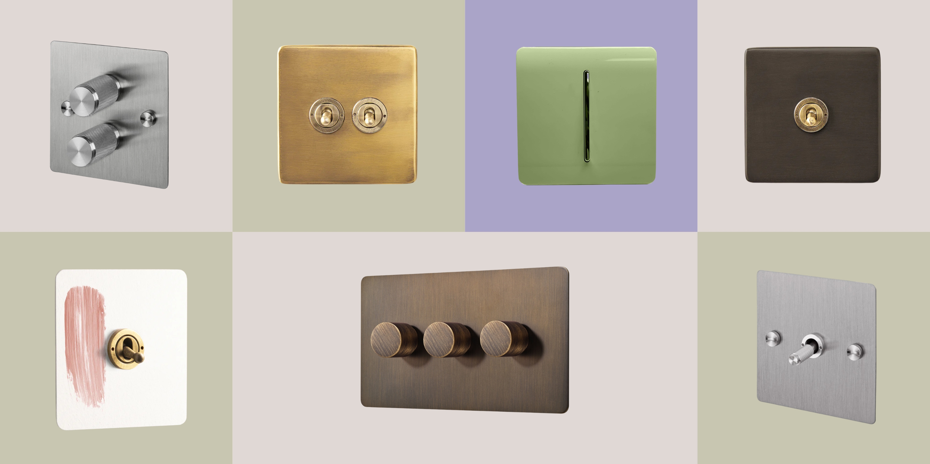 metal and colorful light switches