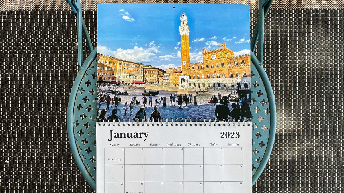 Shutterfly calendar on chair
