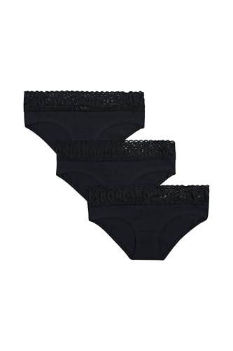 Bonds Women's Underwear Hipster Pack, Lace-Top Icons Hipster Panties for Women, Stretchy Cotton-Blend Underwear, 3-Pack Black