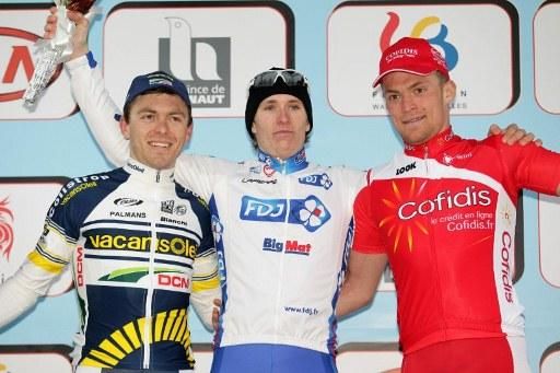 Le Samyn top-3 (l-r): Kris Boeckmans, 2nd; Arnaud D&eacute;mare, 1st; Adrien Petit, 3rd