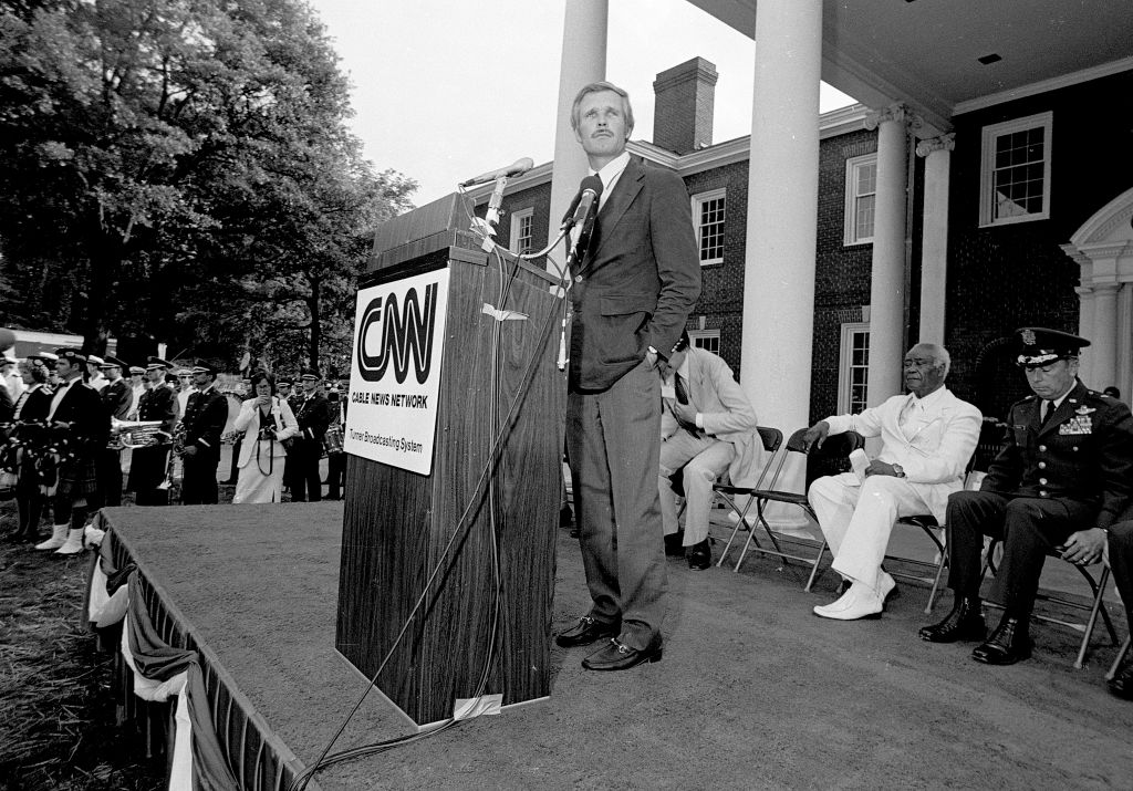 Ted Turner attends official CNN Launch event at CNN Techwood Drive World Headquarters in Atlanta Georgia