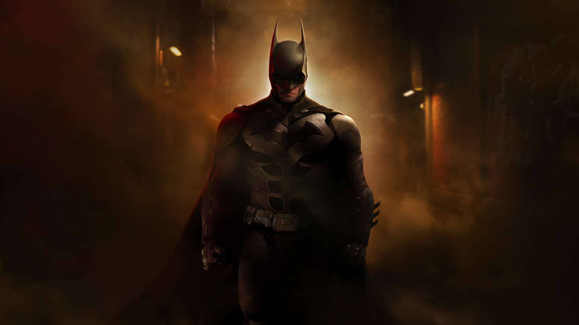 Batman standing in the dark alone in Arkham Shadow