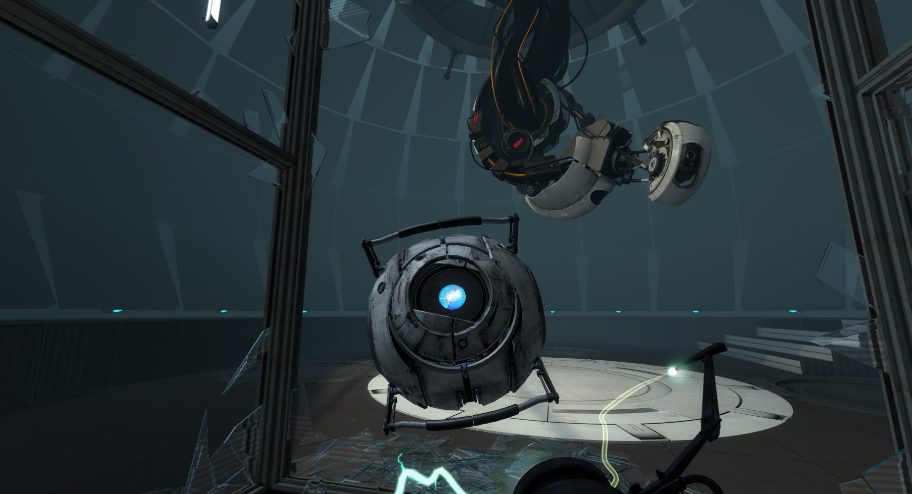A robot inside a factory in Portal 2