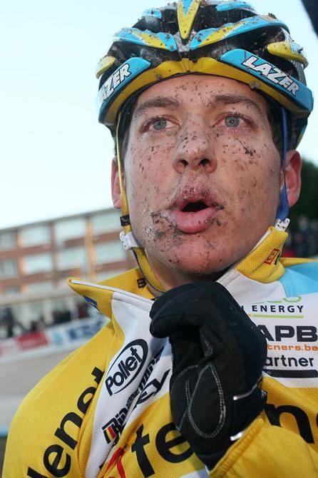 A Telenet-Fidea rider catches his breath after the finish