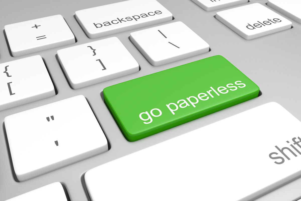 &amp;#039;Go Paperless&amp;#039; button on a keyboard