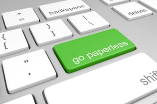 'Go Paperless' button on a keyboard