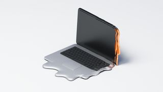 a 3D model of a melting laptop