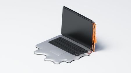 a 3D model of a melting laptop