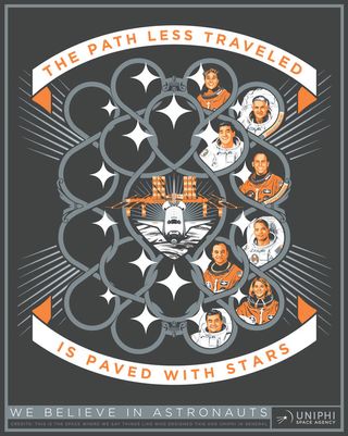 A work in progress, the first uniphi space agency and Chop Shop poster: "The path less traveled is paved with stars."