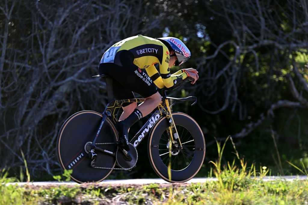 MALHAO PORTUGAL FEBRUARY 23 Wout Van Aert of Belgium and Team Visma Lease a Bike competes during the 51st Volta ao Algarve em Bicicleta Stage 5 a 196 individual time trial stage from Salir to Malhao 477m on February 23 2025 in Malhao Portugal Photo by Tim de WaeleGetty Images