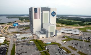 An aerial survey of NASA's Kennedy Space Center in Florida was conducted after Hurricane Dorian skirted the Space Coast area. on Sept. 3-4, 2019. This image was taken Sept. 5.