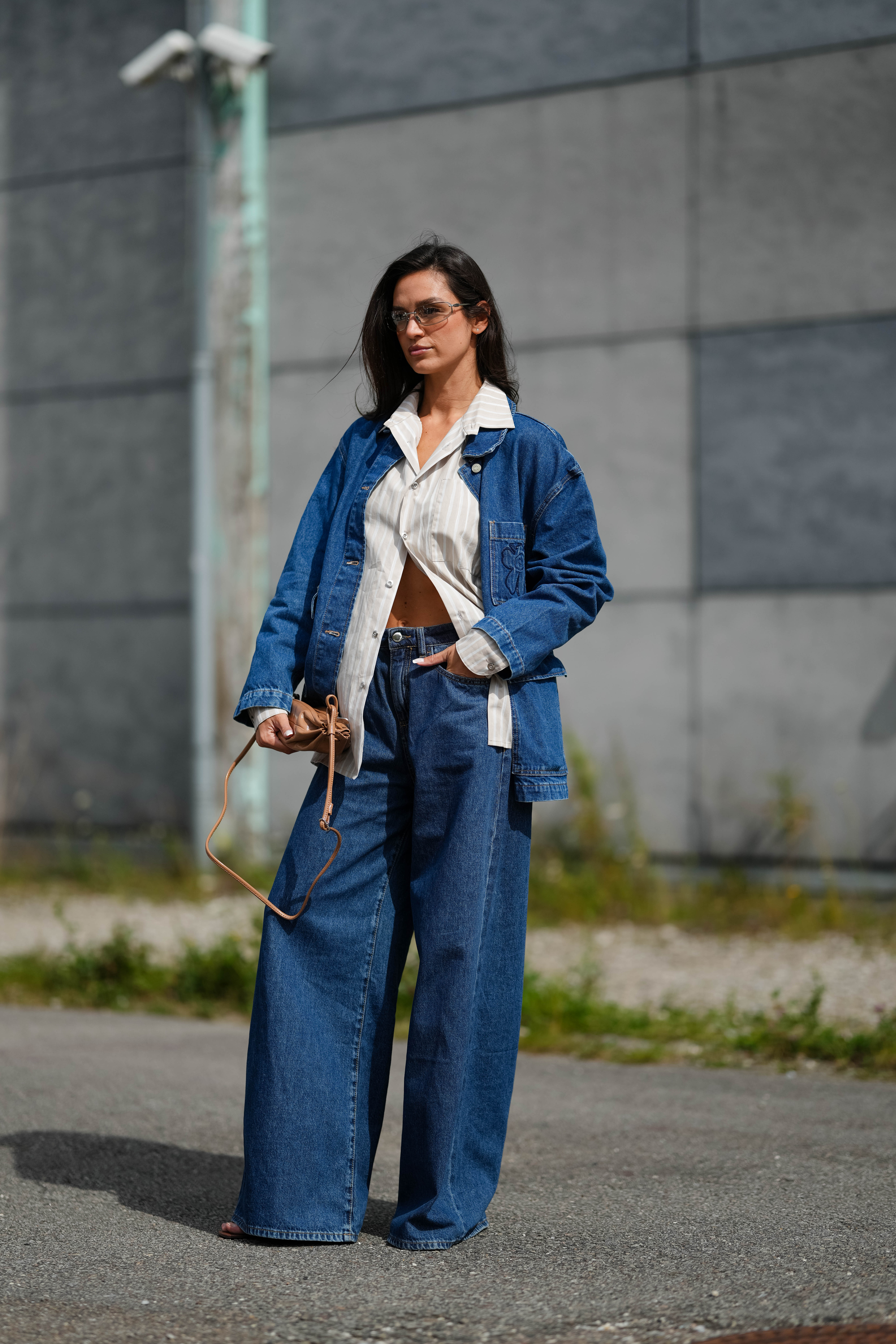 woman wearing denim jacket