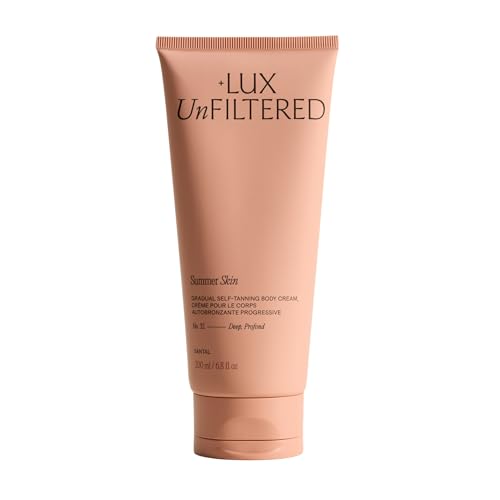 + Lux Unfiltered N&amp;deg;32 Summer Skin Deep Gradual Self Tanner, Hydrating Self Tanning Lotion - Shea Butter &amp;amp; Squalane - Non-Sticky, No Transfer, Natural-Looking Tan - Vegan Sunless Tanner - Santal