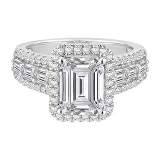 Lab Grown Diamond Emerald-Cut Ring in 14K White Gold