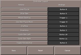 Minecraft: Windows 10 Edition Beta controller layout menu