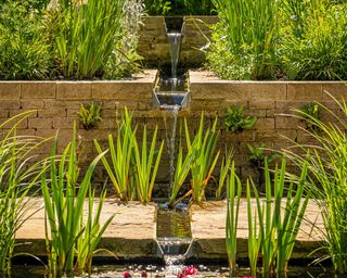 waterfall with rill in garden