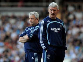 Newcastle manager Kevin Keegan and his assistant Terry McDermott (right)
