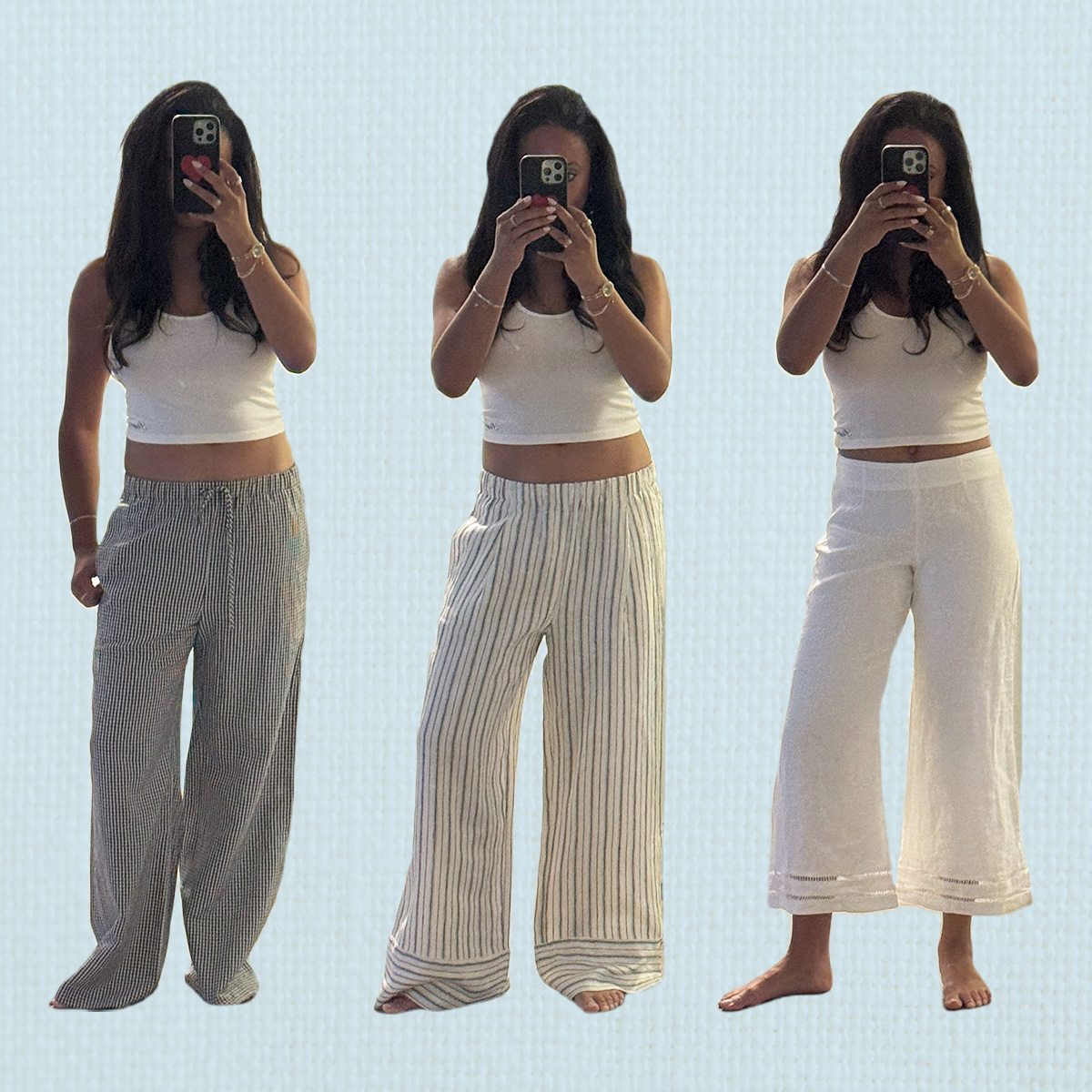 sierra mayhew wearing linen pants