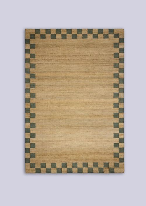 Checky Edge Jute Rug in Welly Boot Green