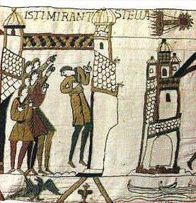 This portion of the Bayeux Tapestry shows Halley's Comet during its appearance in 1066.