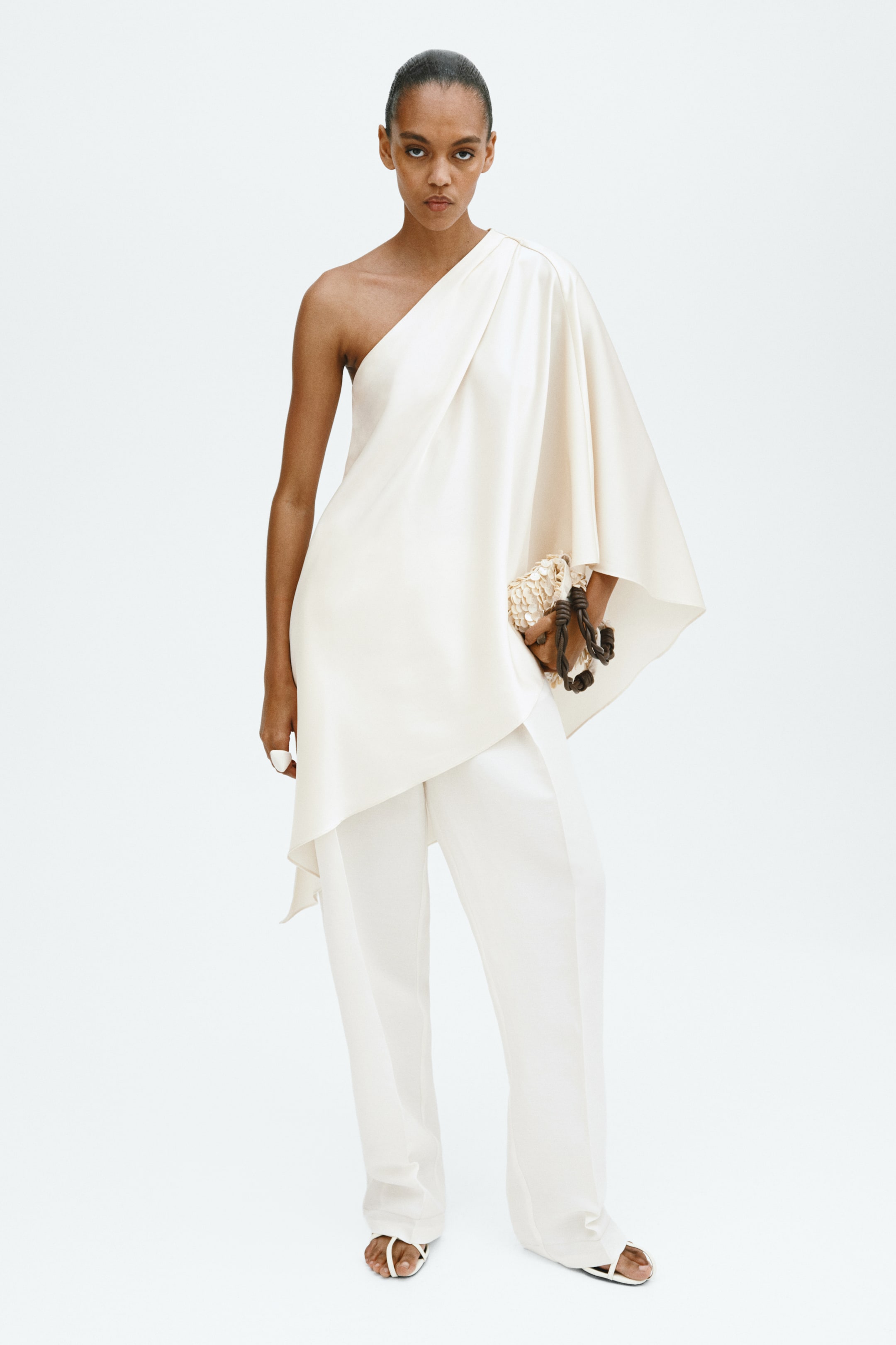 One-Shoulder Satin Top