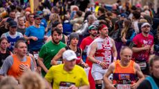 LONDON, UNITED KINGDOM - APRIL 23: Runners compete with different costumes during the London Marathon in London, United Kingdom on April 23, 2023. (Photo by Loredana Sangiuliano/Anadolu Agency via Getty Images)