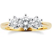 18ct Yellow Gold 0.75ct Brilliant Cut Diamond Three Stone Ring: £3,000, £1500 (save £1500) | Goldsmiths&nbsp;