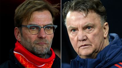 Jurgen Klopp of Liverpool, Louis van Gaal of Man United