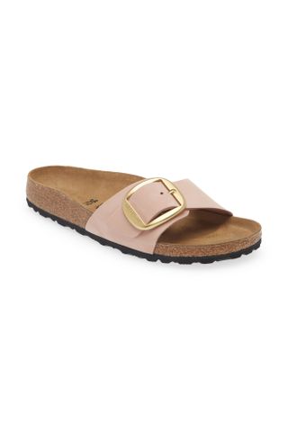 Sandal selop Birkenstock Madrid Big Buckle warna Pink Muda