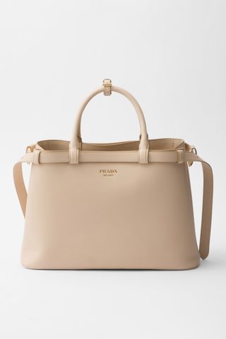 Prada Buckle medium leather handbag with double belt