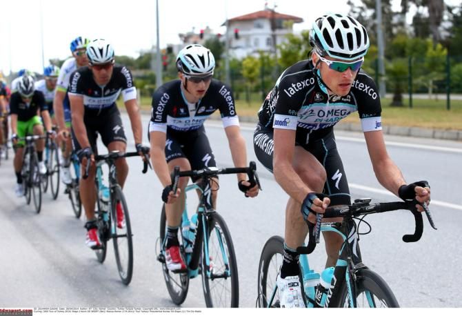 Kevin De Weert (Omega Pharma-Quick Step) driving the pace