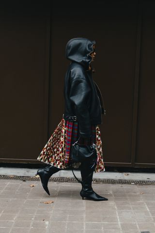 London Fashion Week street style: Checked skirts