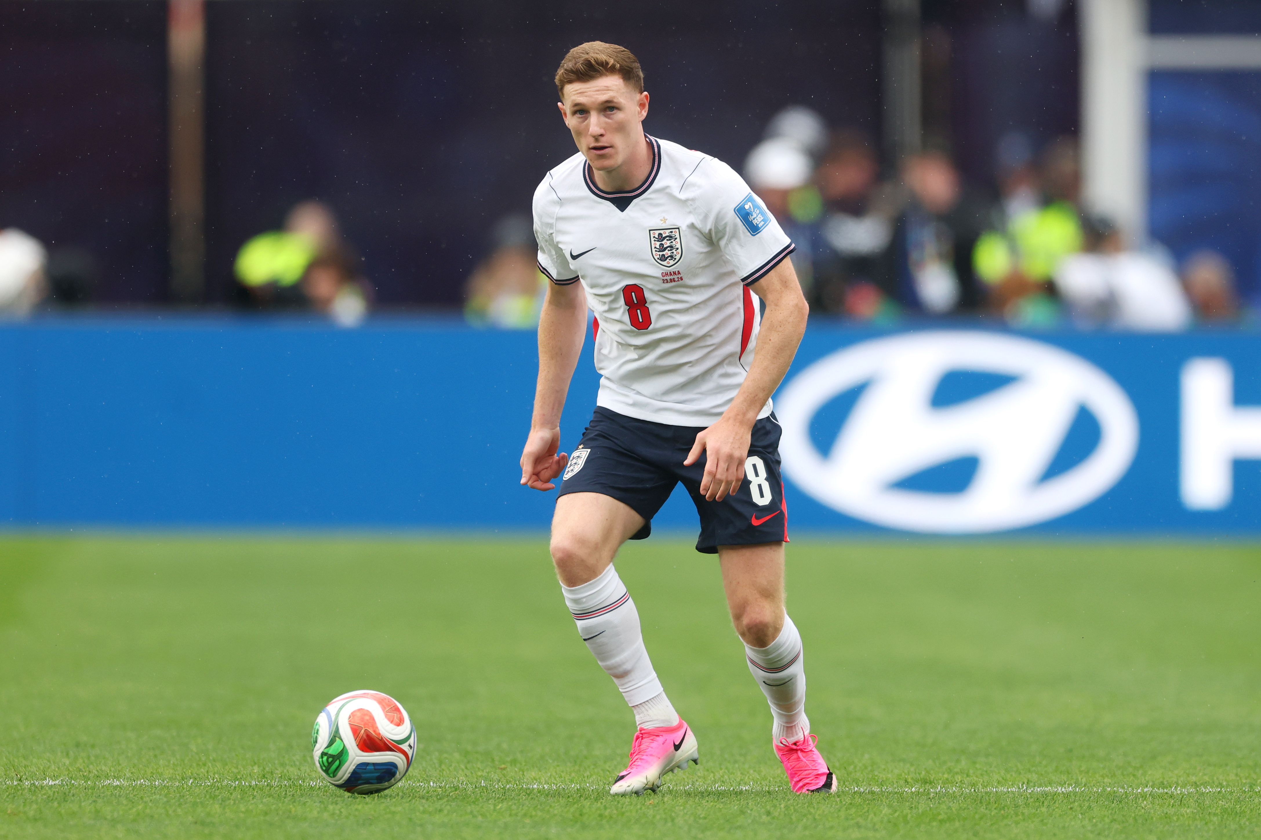 Elliot Anderson against Ghana on the ball.