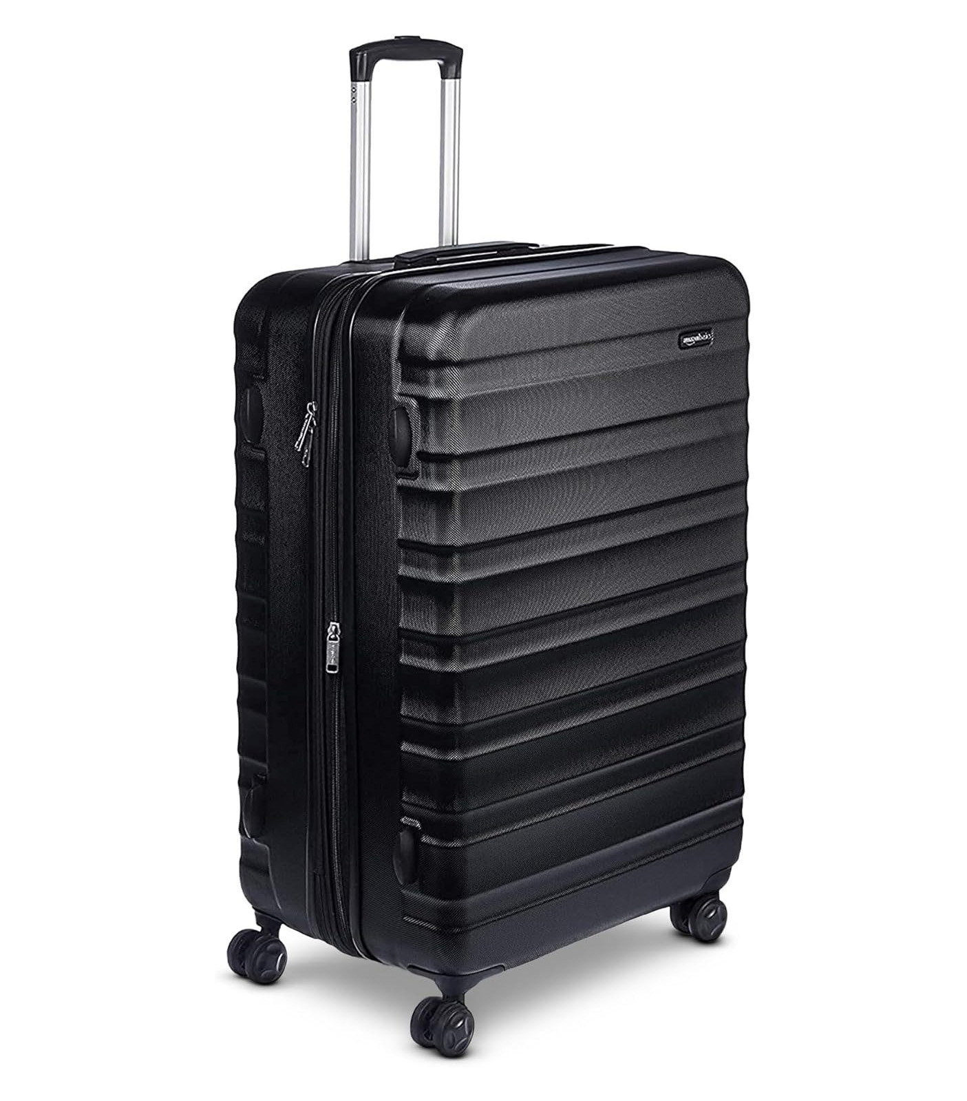 Amazon Basics 30" Hardside Large Checked Luggage, Hardshell Suitcase With Four Multi-Directional Wheels, Expandable for Up to 15% More Space, Scratch-Resistant Shell, Black