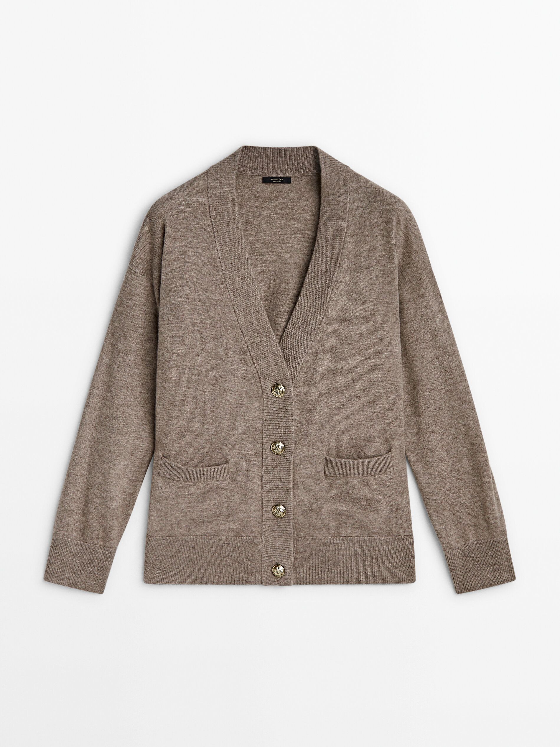 Wool blend knit cardigan with pockets