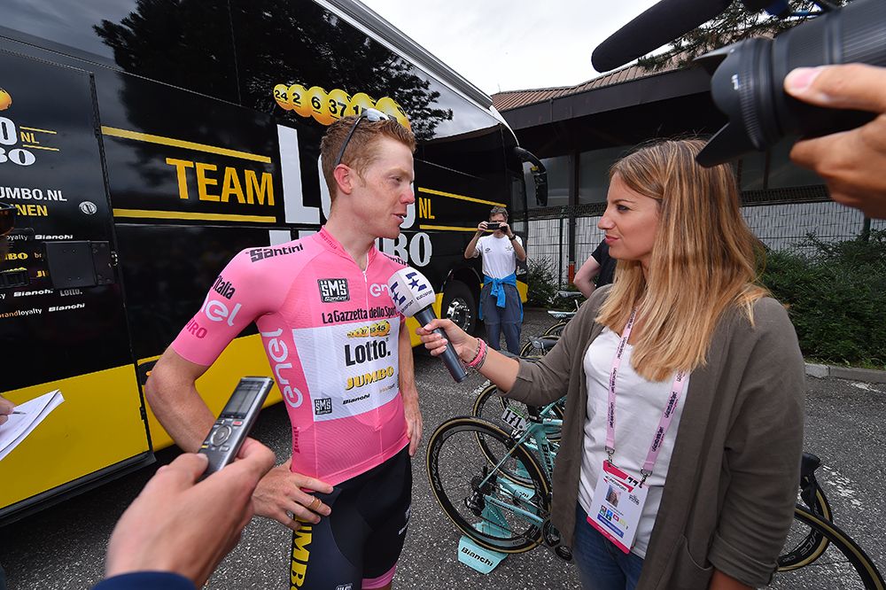 Stven Kruijswijk interviewed before stage 16 of the Giro d'Italia