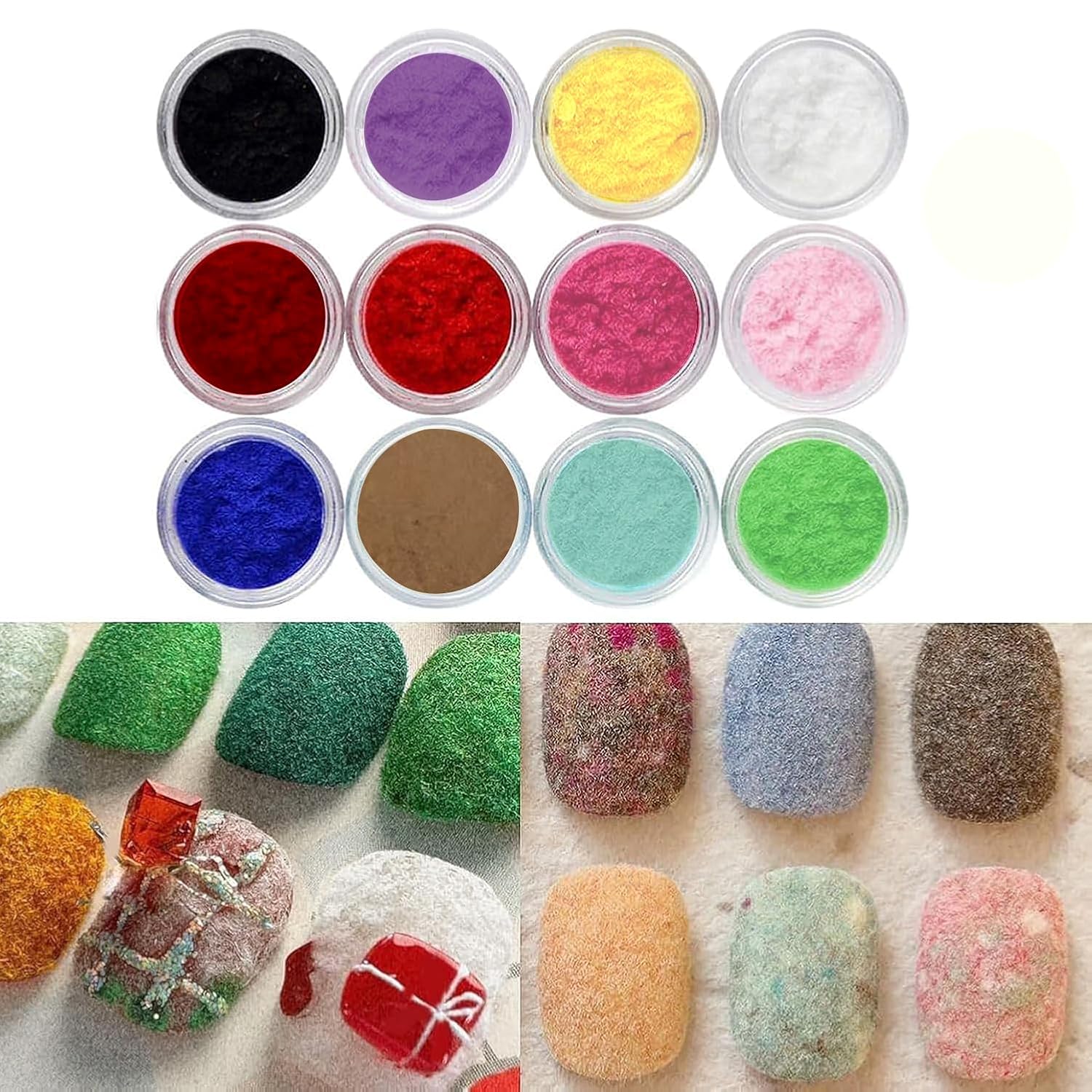12 Jars Nail Glitter for Nail Art Velvet Powder Diy Manicure Plush Powder Nail Art Decoration Manicure Tool Diy Nail Flocking Powder Kit