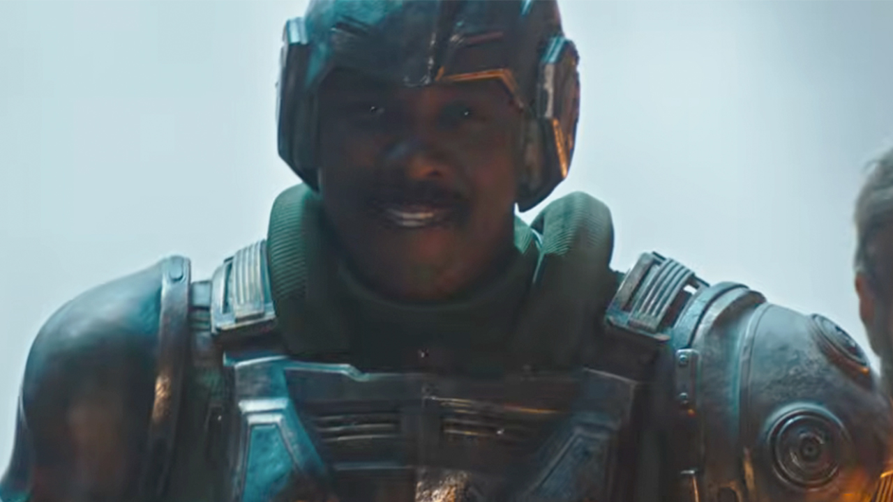 A close of Idris Elba as Man-At-Arms in Masters of the Universe.