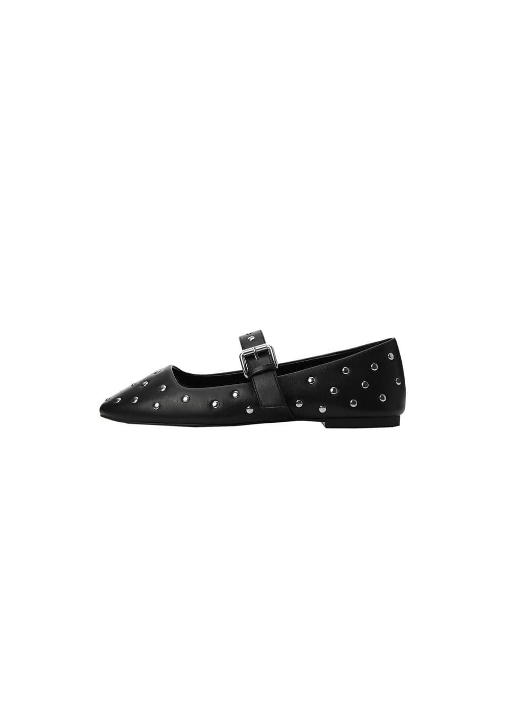 Black ballet flats with silver studs