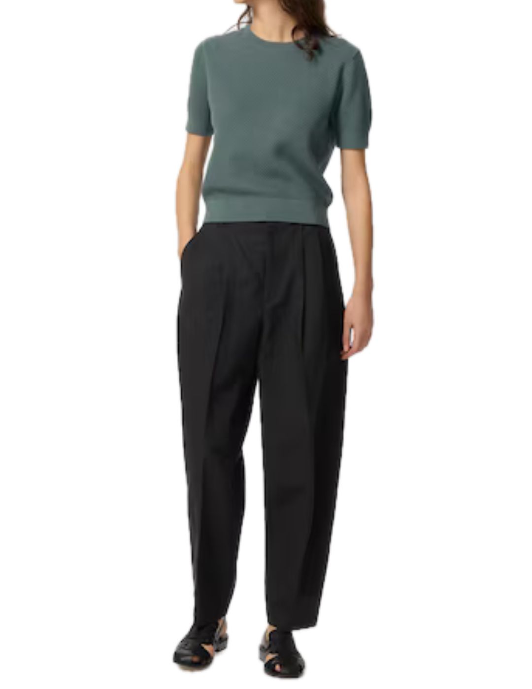 Uniqlo, Linen Blend Barrel Leg Trousers