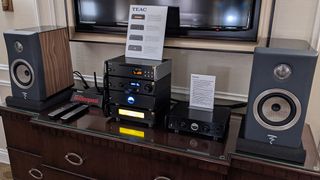 A TEAC stack, alongside Focal speakers, at CES 2020
