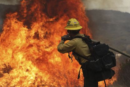 A firefighter in California