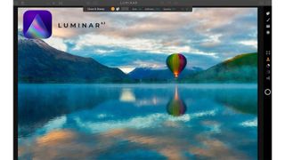 Image of balloon over lake being edited in Luminar AI