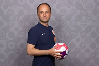 Mark Parsons, Head Coach of Netherlands poses for a portrait during the official UEFA Women's EURO 2022 portrait session on July 06, 2022 in Worsley, England.