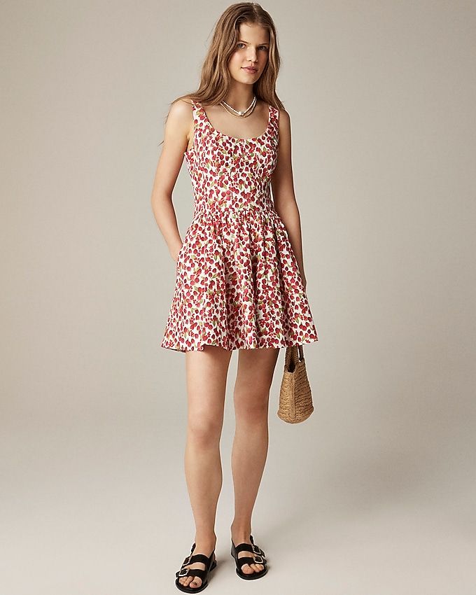 Fit-And-Flare Mini Dress in Raspberry Print