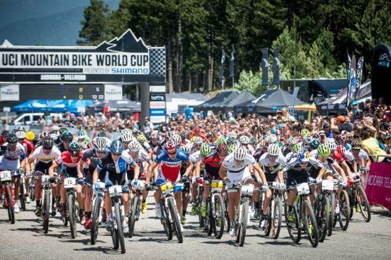 The start of the elite men's cross country race in Andorra