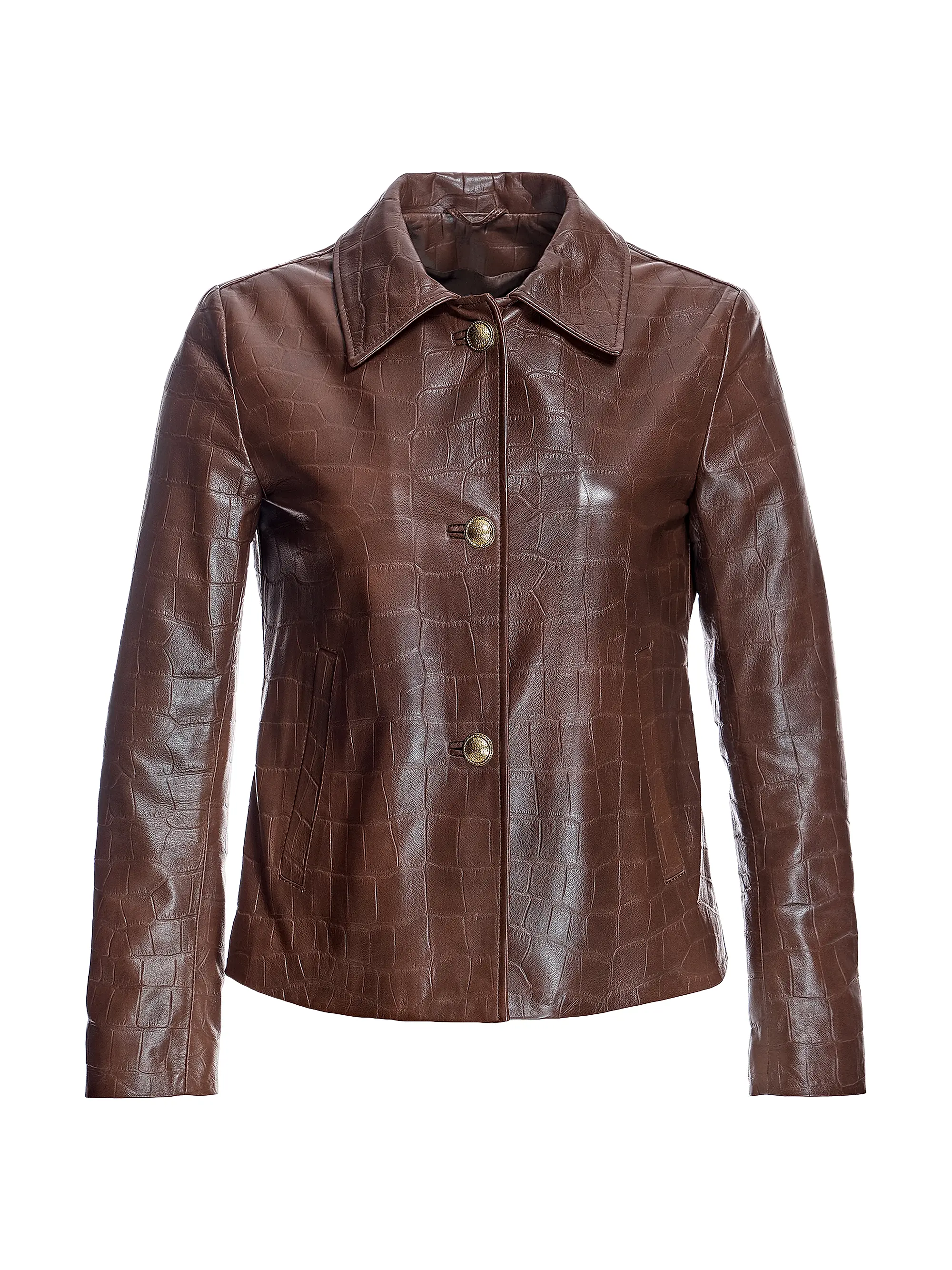 Maximilian Leather Croc Stamped Jacket