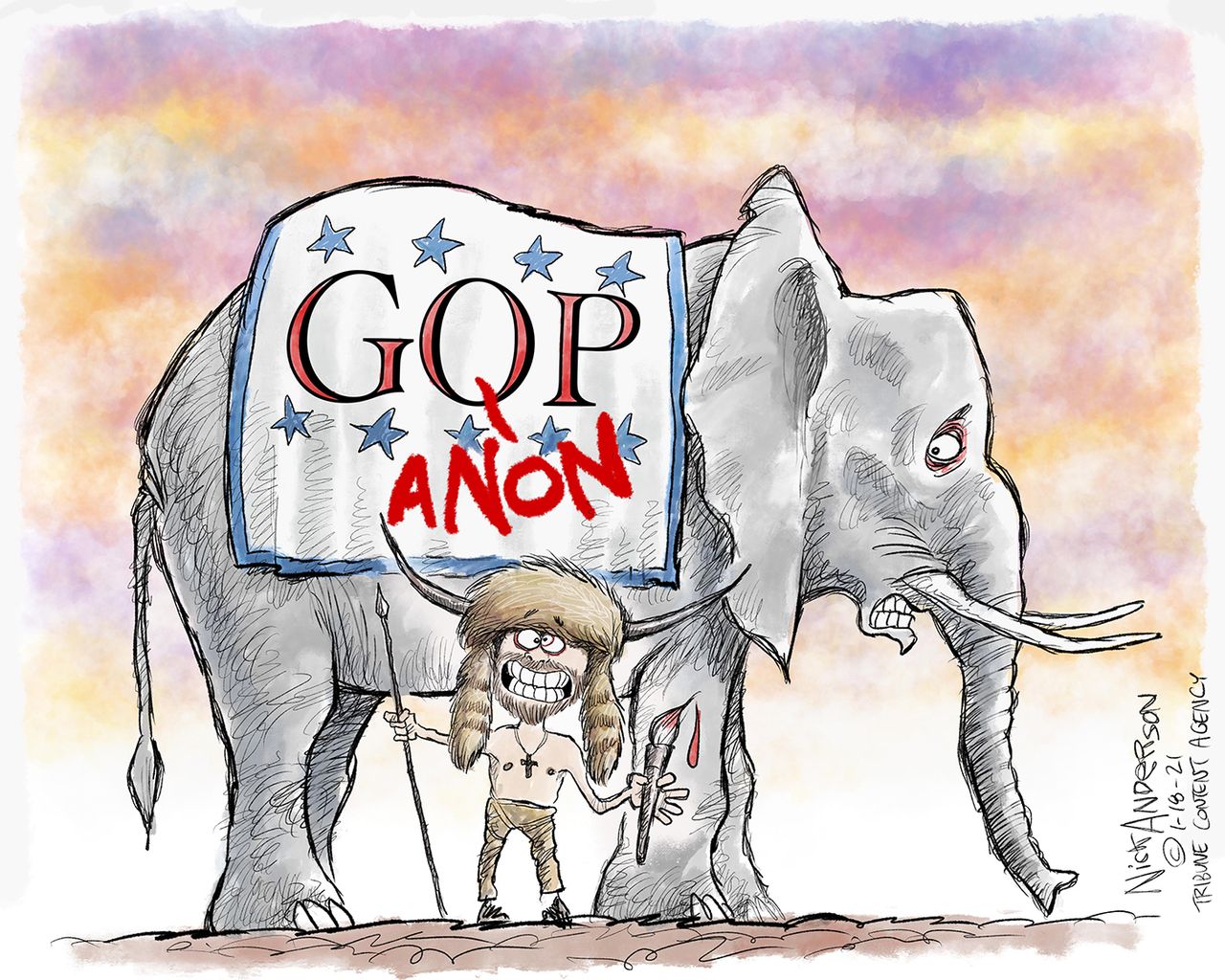 Political Cartoon U.S. GOP Qanon