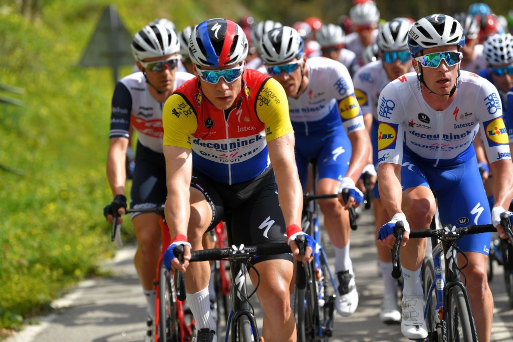 ALTO DA FIA MONCHIQUE PORTUGAL FEBRUARY 20 Fabio Jakobsen of The Netherlands and Team Deceuninck Quick Step Yellow Leader Jersey Iljo Keisse of Belgium and Team Deceuninck Quick Step during the 46th Volta ao Algarve 2020 Stage 2 a 1839 km stage from Sagres Vila do Bispo to Alto da Fia 884m Monchique VAlgarve2020 on February 20 2020 in Alto da Fia Monchique Portugal Photo by Tim de WaeleGetty Images