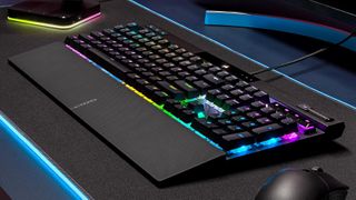 A Logitech G RGB Keyboard and gaming mouse on a desk